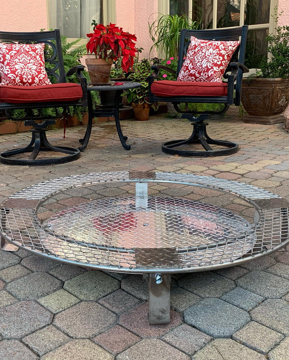 STAINLESS STEEL/ALUMINUM Fire Pit Base with Foot Rest